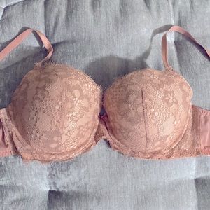 Pink sparkly lace bra